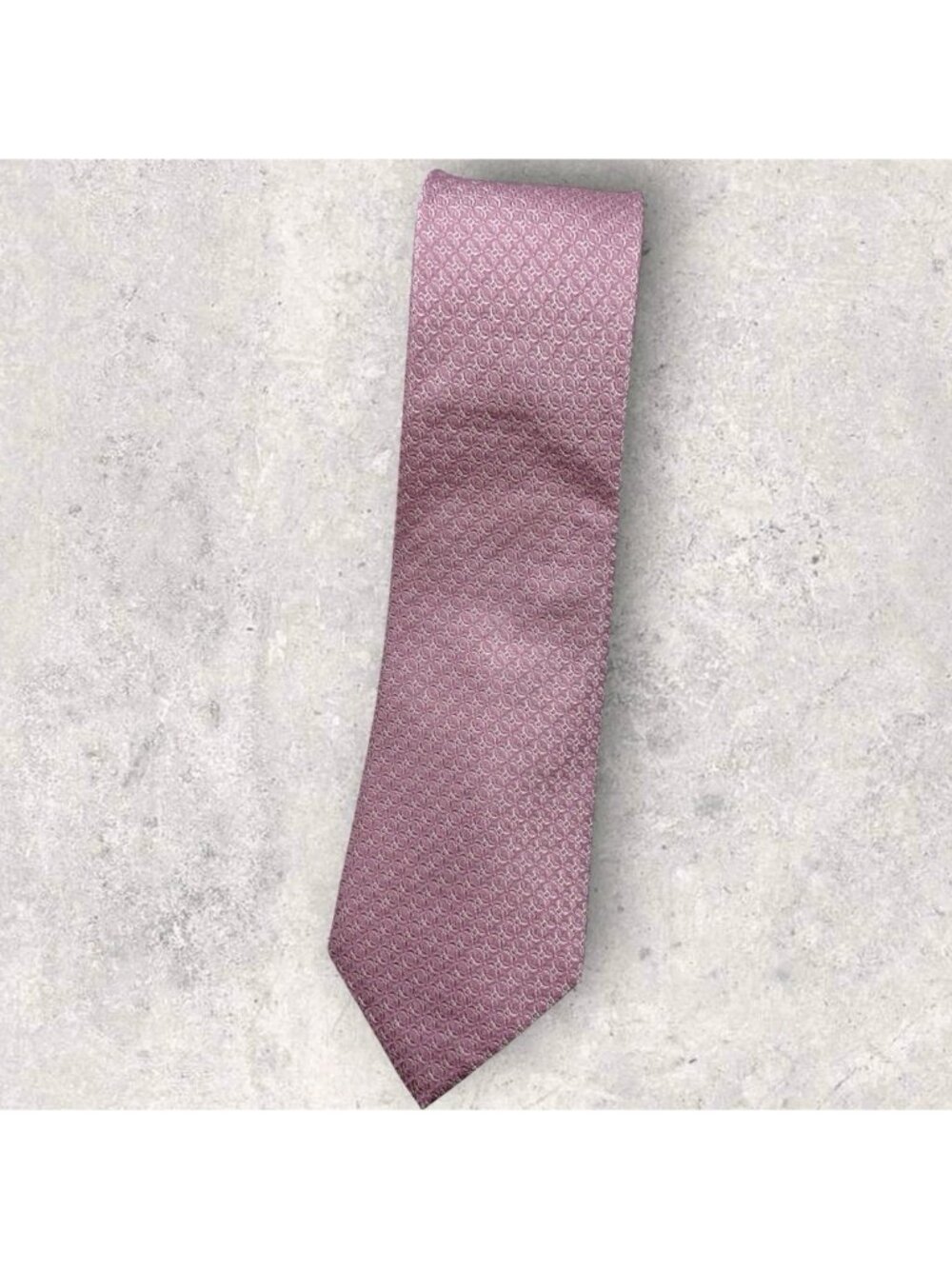 AQUASCUTUM Silk Tie ITALY Pink White Geometric W:3.5" EUC